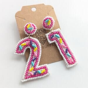 Trendy Seed Bead Beaded 21st Birthday Cute Sprinkle Novelty Post Earrings NWT